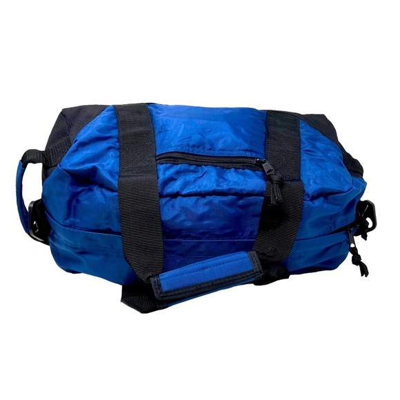 One Dot Source. Medium Blue and Black Two Handle Nylon Duffle Bag - Picture 4 of 10